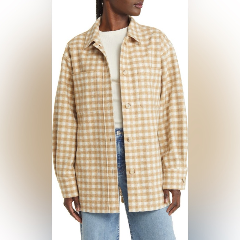 Frame Gingham Oversize Shirt Jacket